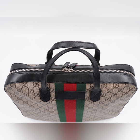 BZ48 💚Gucci GG Supreme Coated canvas web briefcase  - Picture 3 of 16